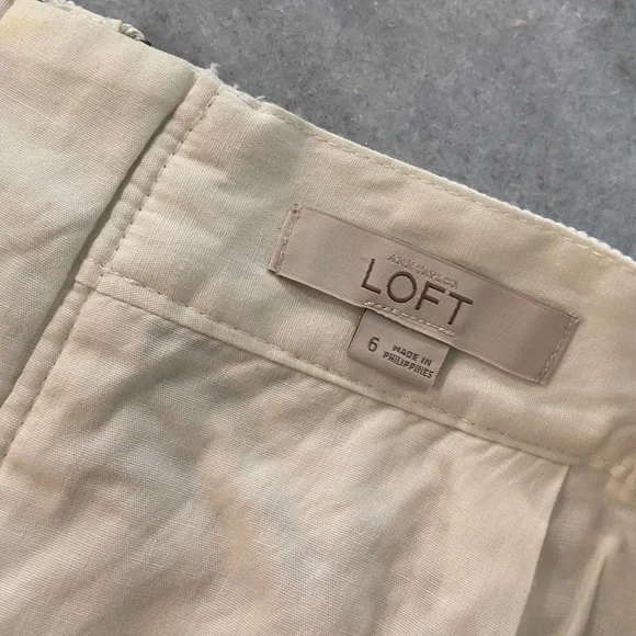 Loft Cream Cotton Ribbon Waist Floral Lace Mini Skirt Zip Lined Size 6 - Picture 7 of 10